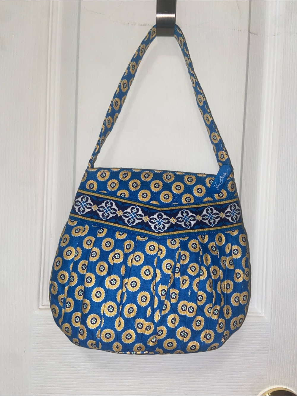 VERA BRADLEY Blue and Yellow Patterned Quilted HandBag